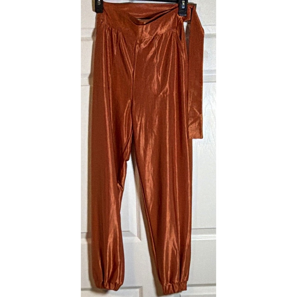 ASOS Women's Brown Solid Jogger Pants Tapered Leg Flat Front Stretch Size 0 Belt